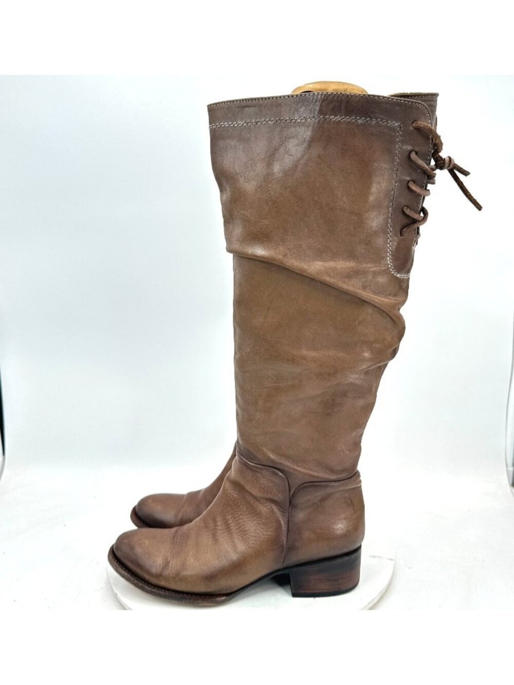 Freebird by Steven Chapo Women Size 9 Brown Leather Side Zip Back Lace Tall Boot